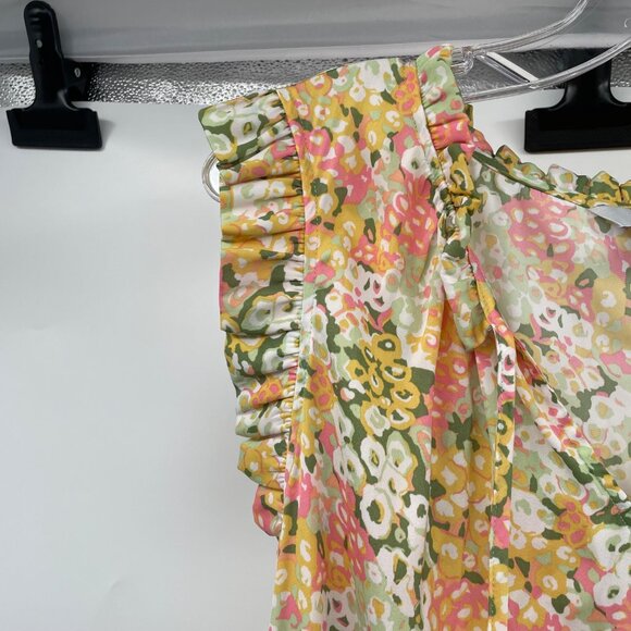 Croft & Barrow Womens Maxi Sundress Cap Ruffle Sleeve Yellow/Multi Size Large - Picture 5 of 9